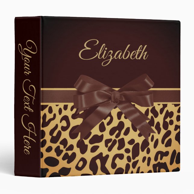 Leopar Print Black Bow 3 Ring Binder (Front/Spine)