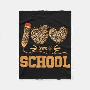 Leopard 100 Days Of School 100th Day Teachers Pupi Fleece Blanket