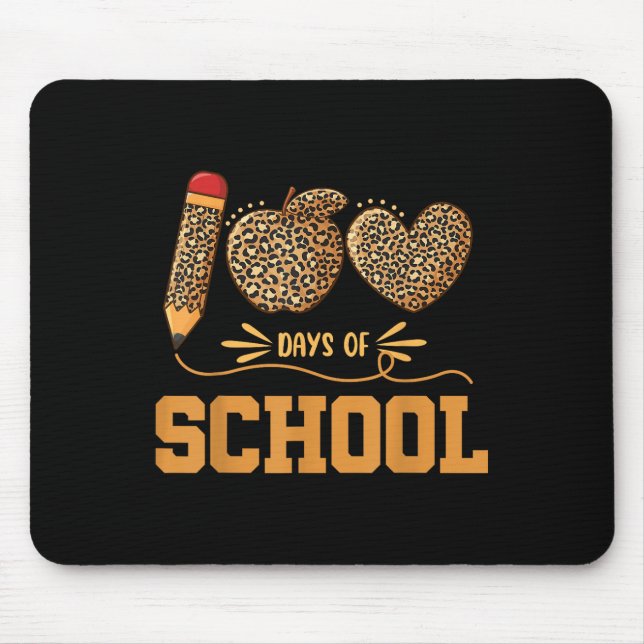 Leopard 100 Days Of School 100th Day Teachers Pupi Mouse Pad (Front)