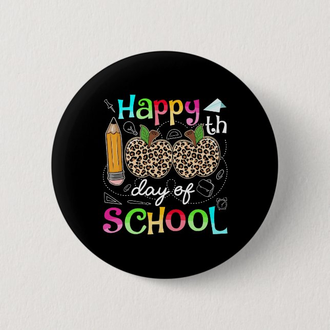Leopard 100 Days Of School Teacher Student 100 Day Button (Front)