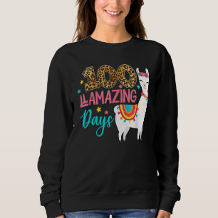 Leopard 100 Llamazing Days Llama Teacher 100th Day Sweatshirt