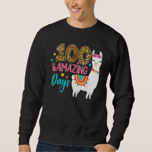 Leopard 100 Llamazing Days Llama Teacher 100th Day Sweatshirt