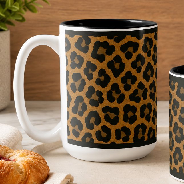 "LEOPARD" 15 OZ. TWO-TONE COFFEE MUG (15 OZ. "LEOPARD")