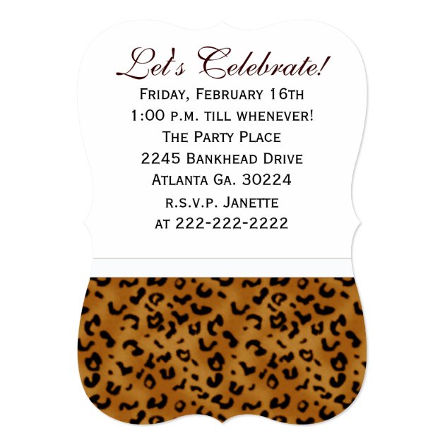Leopard 1st Birthday: Picture:Party Invitation