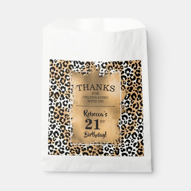 Leopard 21st Birthday Party Favor Bag (Front)