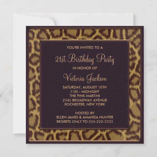 Leopard 21st Birthday Party Invitation