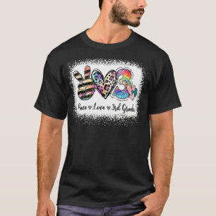 Leopard 3rd Grade Bleached Tie Dye Peace Love Thir T-Shirt