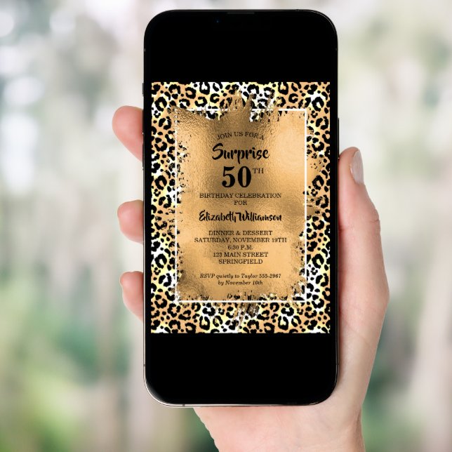 Leopard 50th Birthday Party Invitation (Front Digital)