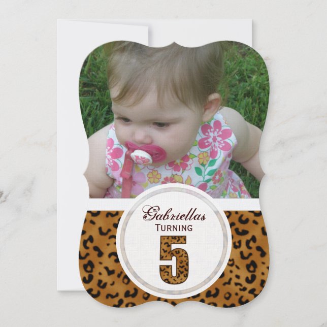 Leopard 5th Birthday: Picture:Party Invitation (Front)