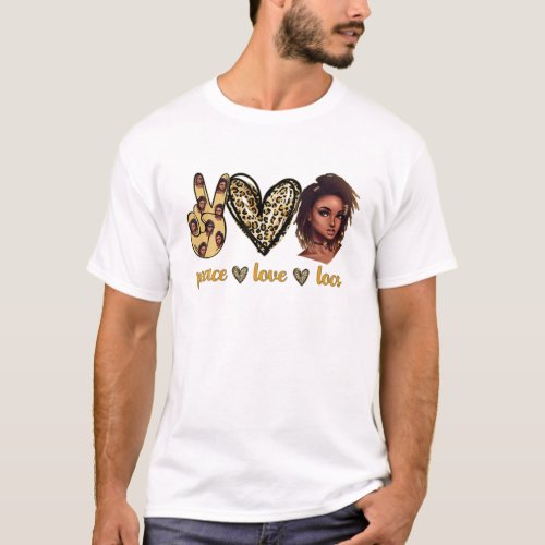 Leopard Afro Hair Peace Love Locs Dreadlocks Melan T_Shirt