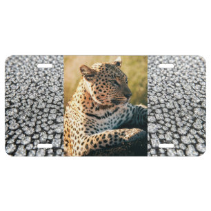 Leopard Aluminum License Plate