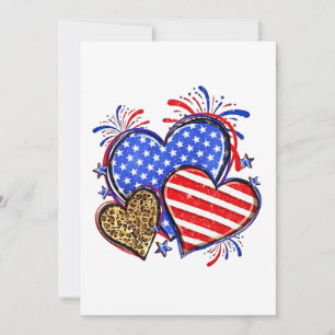 Leopard American Flag Heart 4th of July USA Announcement