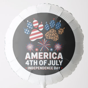 Leopard American Flag Hearts Cute 4th of July Balloon