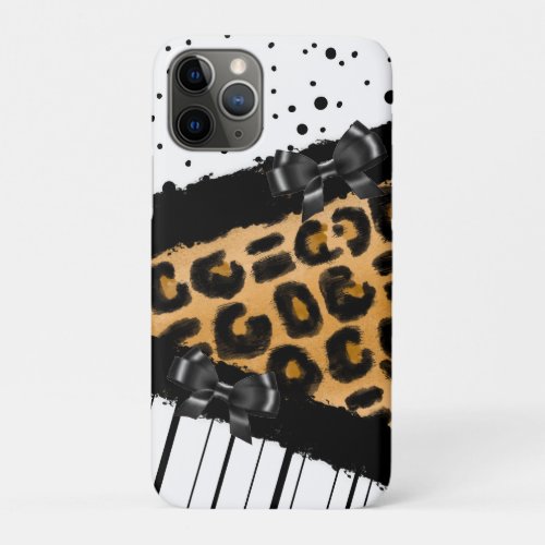 Leopard and Black and White Polka Dots and Bows iPhone 11 Pro Case