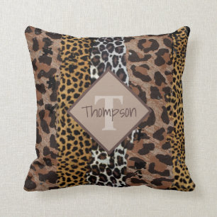 Leopard and Cheetah Print Name Throw Pillow