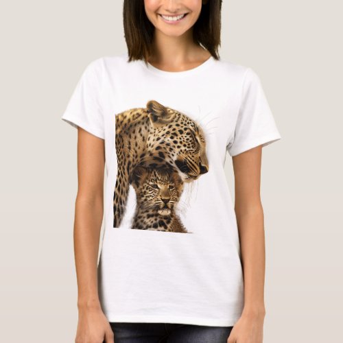 Leopard And Cub portrait T_Shirt