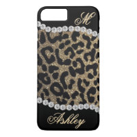 Leopard and Diamond Monogram iPhone 8 Plus/7 Plus Case