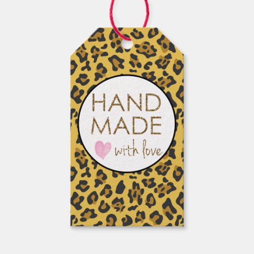Leopard and Glitter Handmade with Love Gift Tags