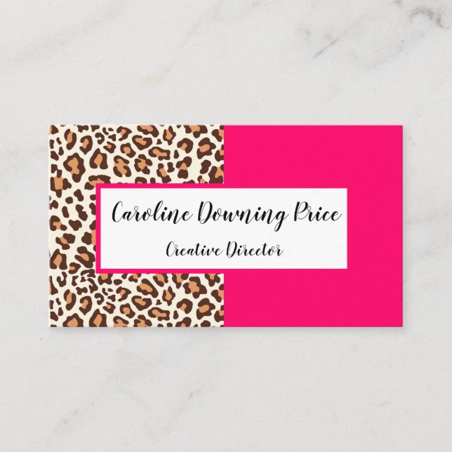 "Leopard And Hot Pink" Business Card (Front)