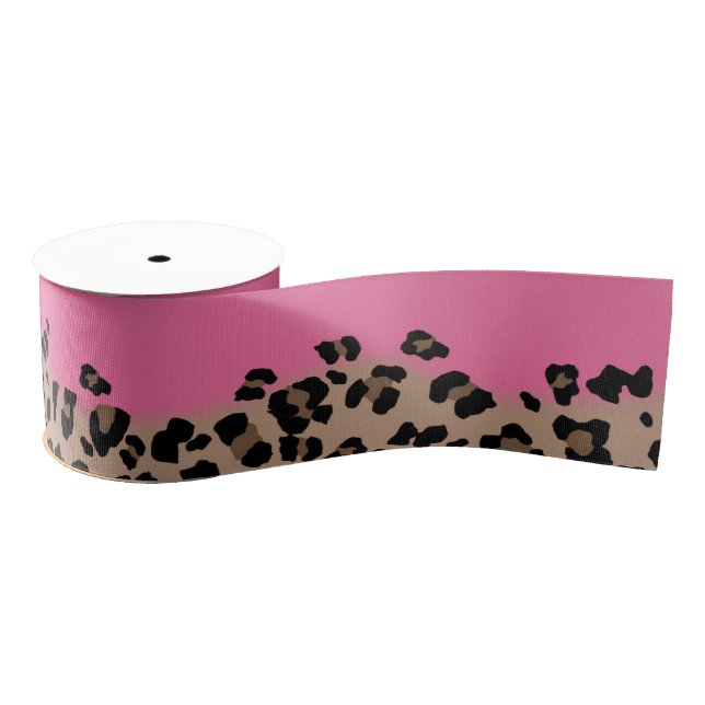 Leopard and Hot Pink Grosgrain Ribbon (Spool)