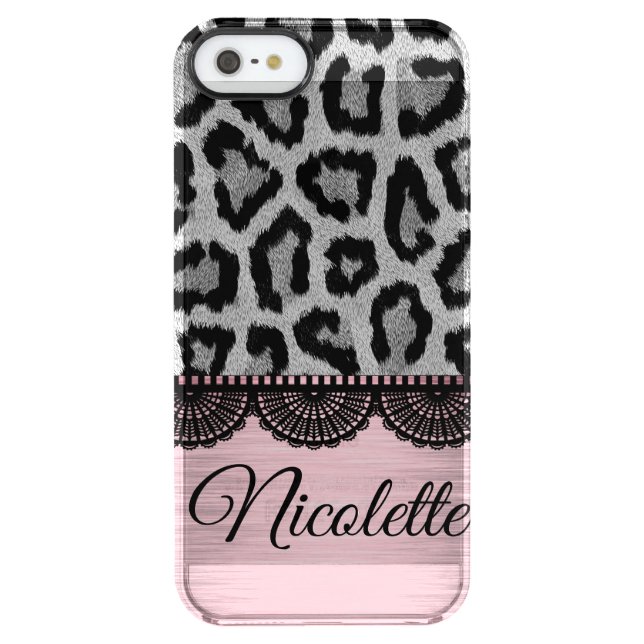 Leopard and Lace Pink Blush  Personalized      Uncommon iPhone Case (Back)