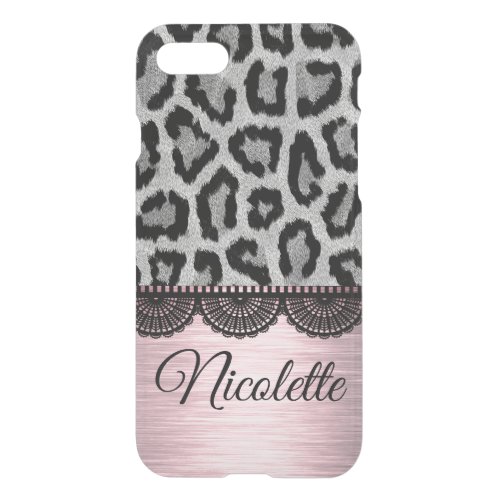 Leopard and Lace Pink Blush  Personalized      iPhone SE87 Case