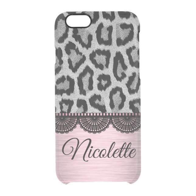  Leopard and Lace with Pink Blush Personalized   Uncommon iPhone Case (Back)