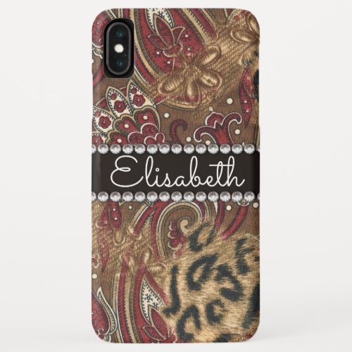 Leopard and Paisley Pattern Add Name iPhone XS Max Case