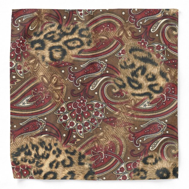 Leopard and Paisley Pattern Bandana (Front)