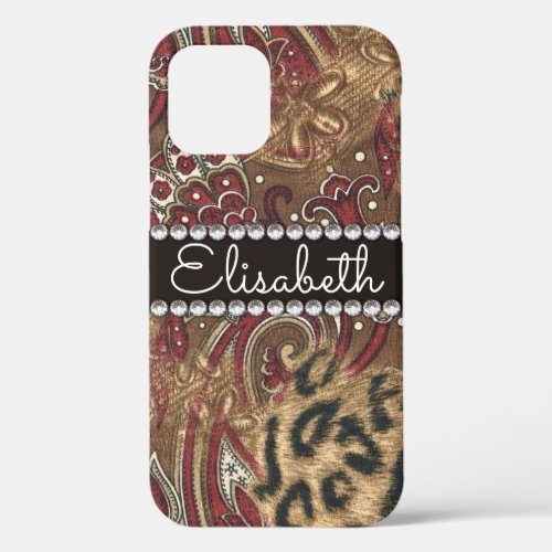 Leopard and Paisley Pattern Personalized iPhone 12 Case