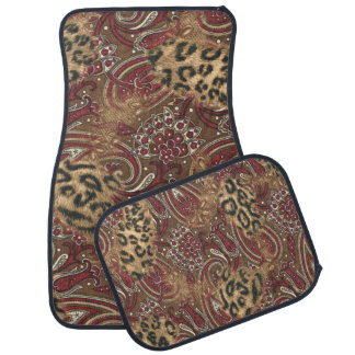 Leopard and Paisley Pattern Print Car Mat