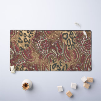 Leopard and Paisley Pattern Print Desk Mat