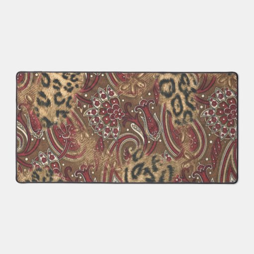 Leopard and Paisley Pattern Print Desk Mat Zazzle