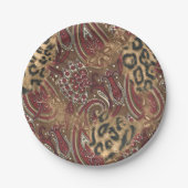 Leopard and Paisley Pattern Print Paper Plates (Front)
