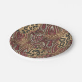 Leopard and Paisley Pattern Print Paper Plates (Angled)