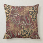 Leopard and Paisley Pattern Print Throw Pillow