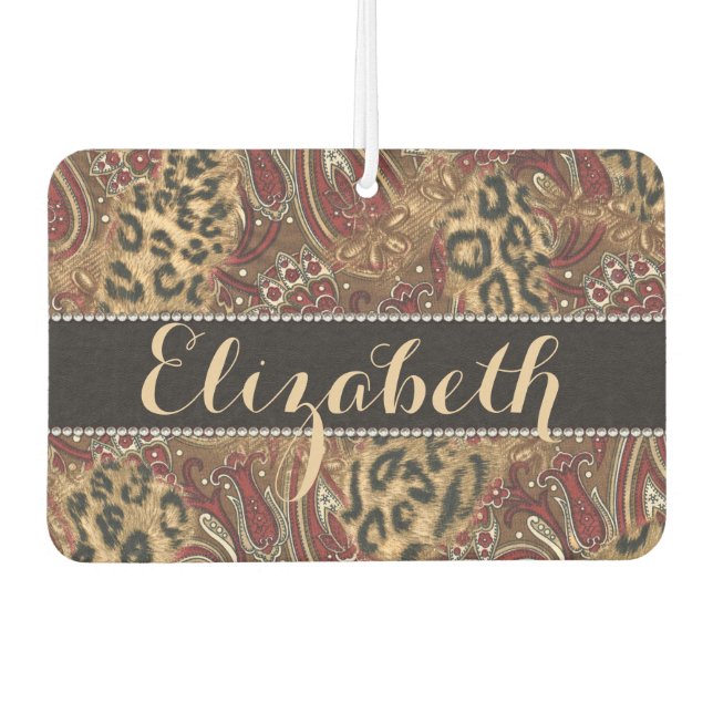 Leopard and Paisley Pattern Print to Personalize Air Freshener (Front)