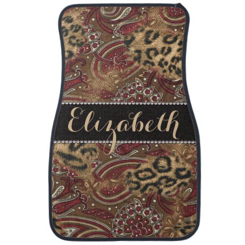 Leopard and Paisley Pattern Print to Personalize Car Mat