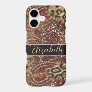 Leopard and Paisley Pattern Print to Personalize iPhone 17 Case