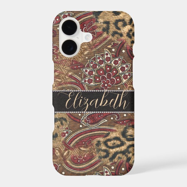 Leopard and Paisley Pattern Print to Personalize Case-Mate iPhone Case (Back)