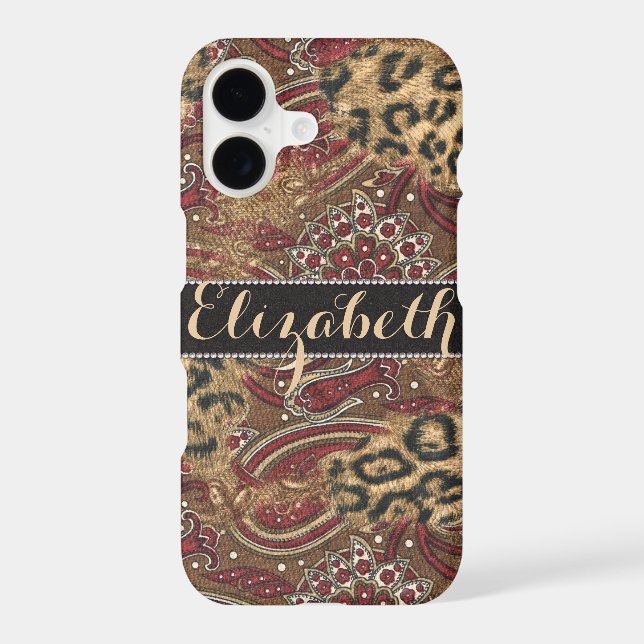 Leopard and Paisley Pattern Print to Personalize Case-Mate iPhone Case (Back)