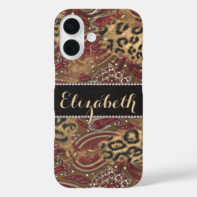Leopard and Paisley Pattern Print to Personalize Case-Mate iPhone Case (Back)