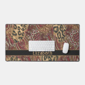 Leopard and Paisley Pattern Print to Personalize Desk Mat (Keyboard & Mouse)