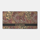Leopard and Paisley Pattern Print to Personalize Desk Mat (Front)