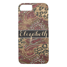 Leopard and Paisley Pattern Print to Personalize iPhone 8/7 Case