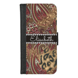 Leopard and Paisley Pattern Print to Personalize iPhone 8/7 Wallet Case