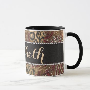 Leopard And Paisley Pattern Print To Personalize Mug by ironydesigns at Zazzle
