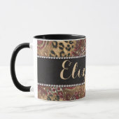 Leopard and Paisley Pattern Print to Personalize Mug (Left)