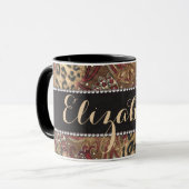 Leopard and Paisley Pattern Print to Personalize Mug (Front Left)