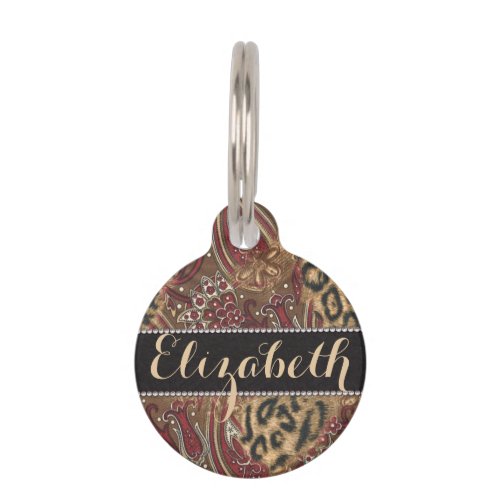 Leopard and Paisley Pattern Print to Personalize Pet Tag